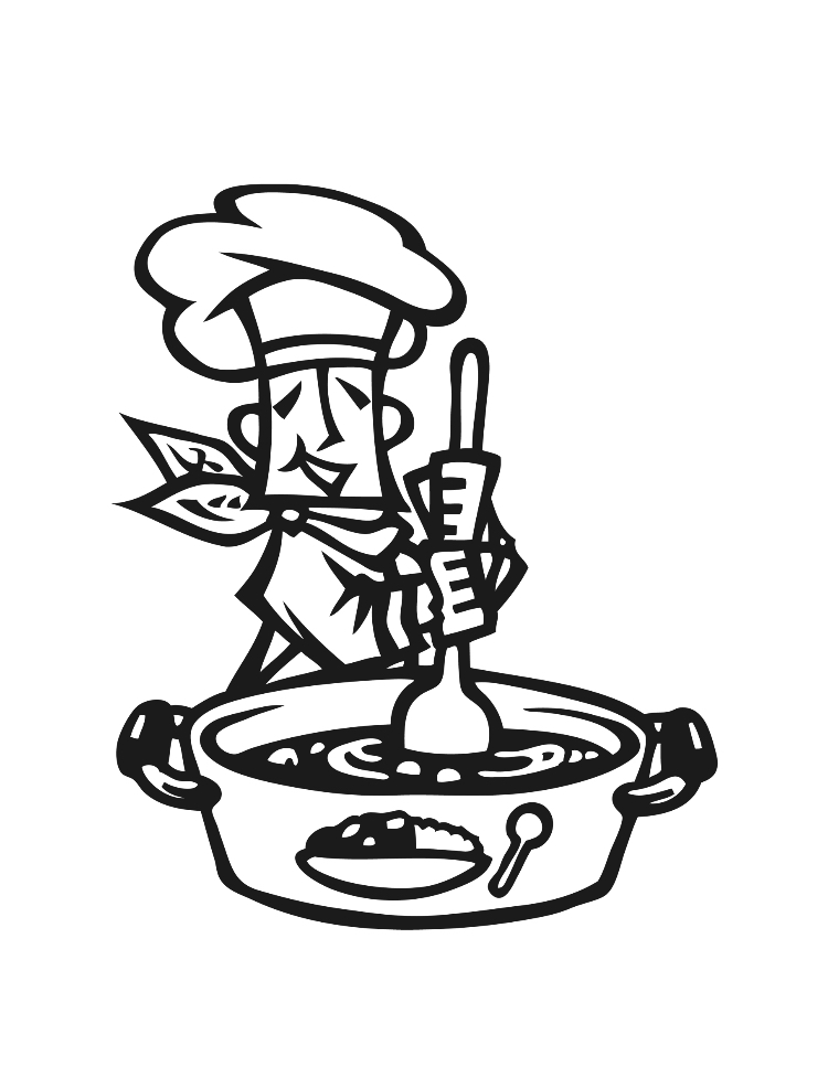カレー鍋をかき混ぜる総料理長トリーさん